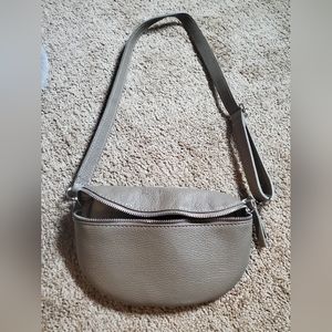 Like new, genuine leather taupe fanny pack/crossbody bag
